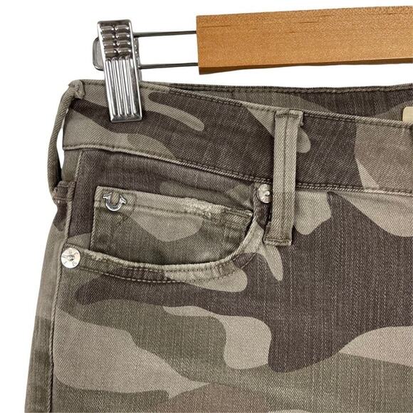 True Religion Halle Mid Rise Super Skinny Jeans In Destroyed Distressed Camo 27 - Picture 6 of 14